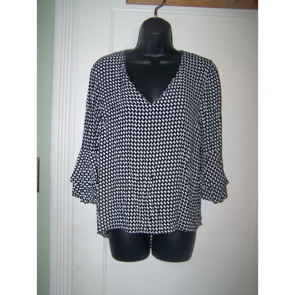 Zara Woman Top Blouse Bell Ruffle Sleeve S High Low